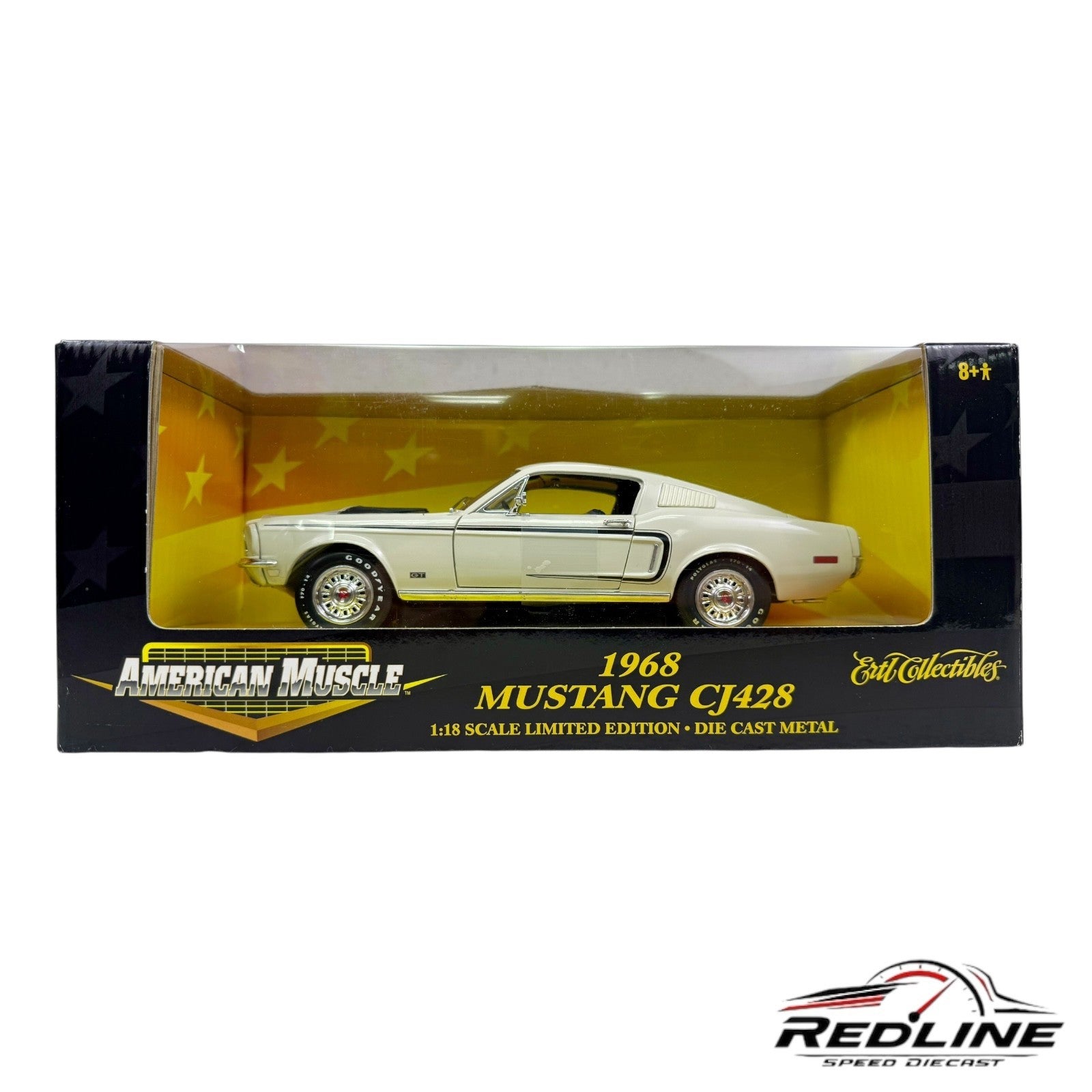 🐎🐎🐎Ertl American Muscle 1968 Mustang CJ428 White 1:18🐎🐎🐎