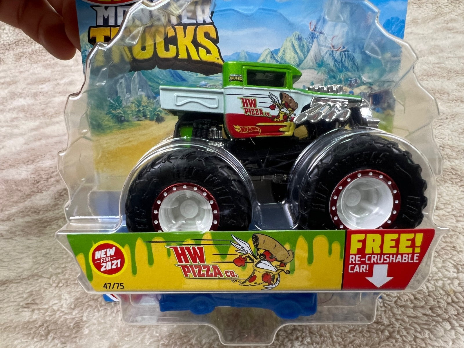 🔥🔥🔥🔥Hot Wheels Monster Trucks Fast Foodie HW Pizza Co. Green S-12🔥🔥🔥🔥