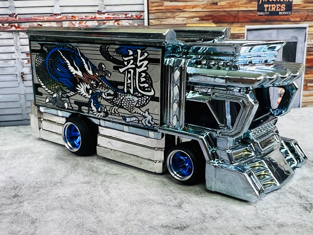 🎌🎌🎌Hot Wheels BLUE & Chrome Raijin Express Real Riders C19🎌🎌🎌