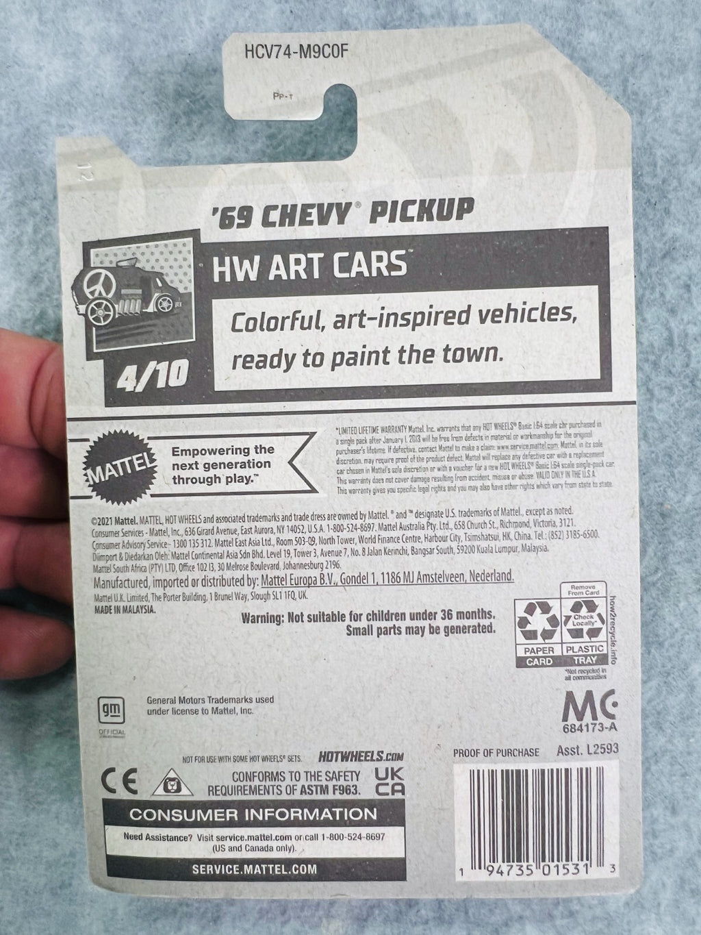 🔥🔥🔥Hot Wheels '69 Chevy Pickup Red 108/250 2022 HW Art Cars H25🔥🔥🔥