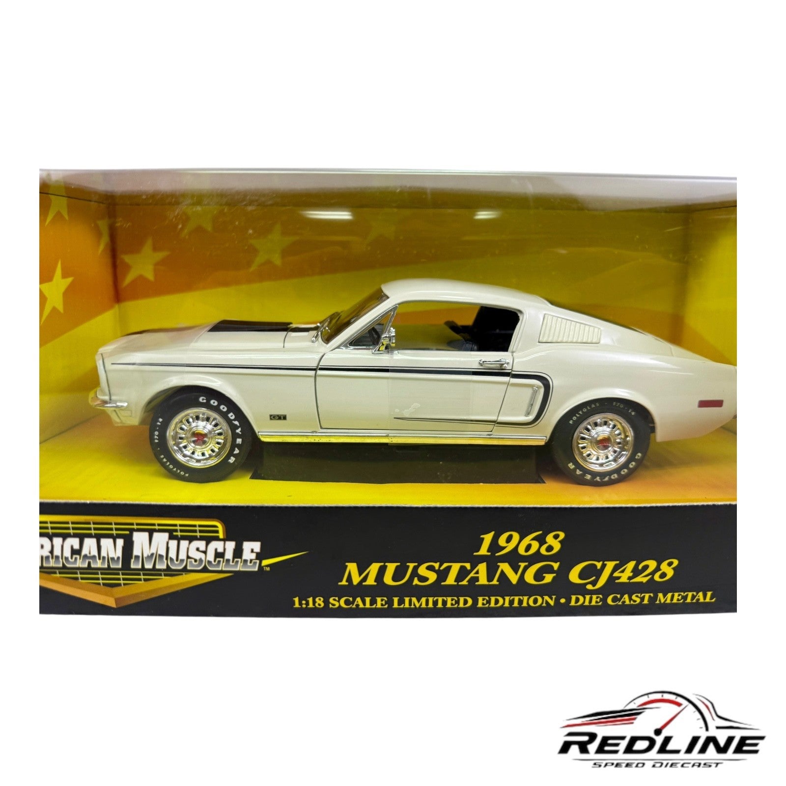 🐎🐎🐎Ertl American Muscle 1968 Mustang CJ428 White 1:18🐎🐎🐎
