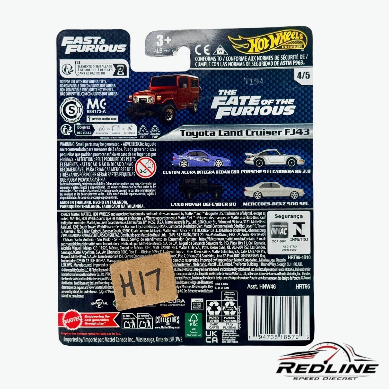 🎌Hot Wheels Fast and Furious Toyota Land Cruiser FJ43 Red H17🎌