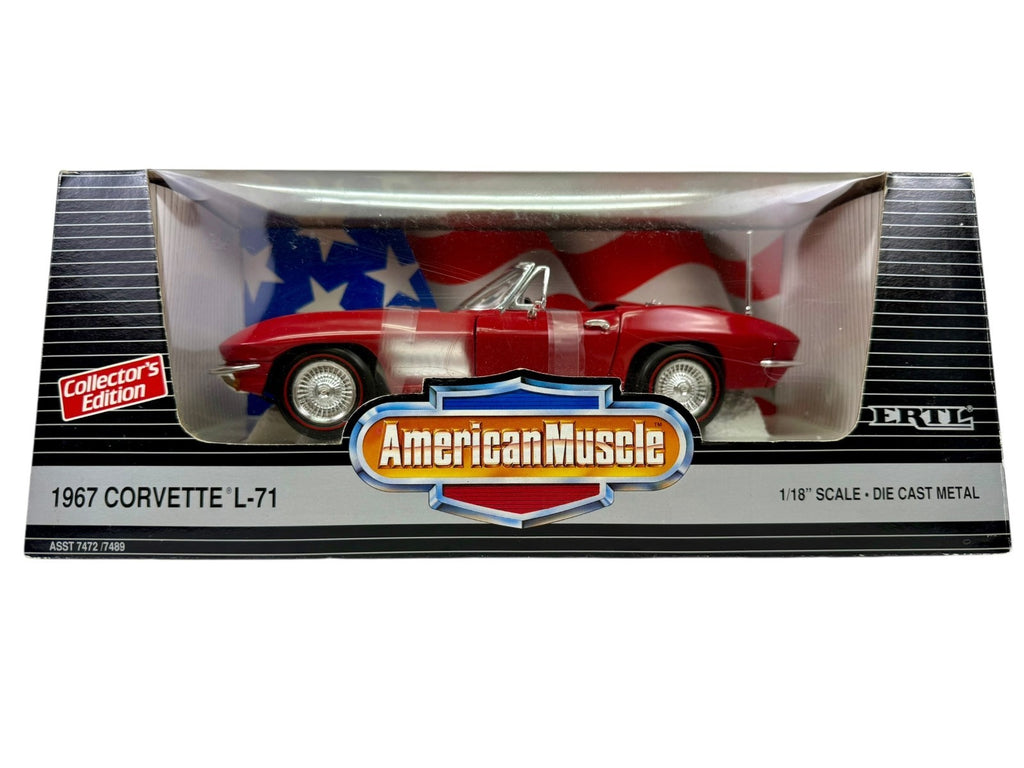 🇺🇸Ertl American Muscle 1967 Chevrolet Corvette L-71 Convertible Red 1:18 GS