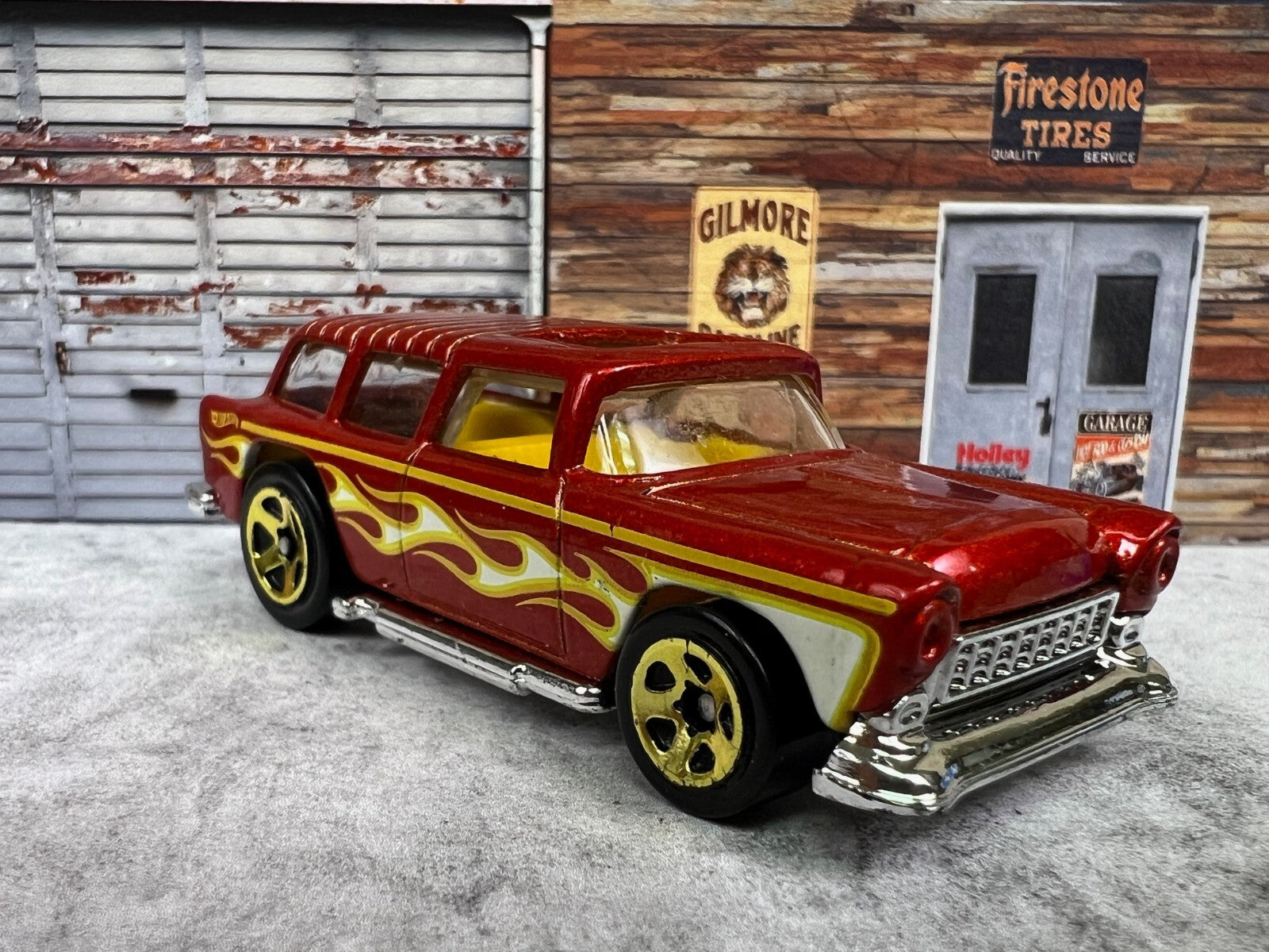 🔥🔥🔥🔥 HOT WHEELS 1955 CHEVY NOMAD WITH FLAMES C9🔥🔥🔥🔥