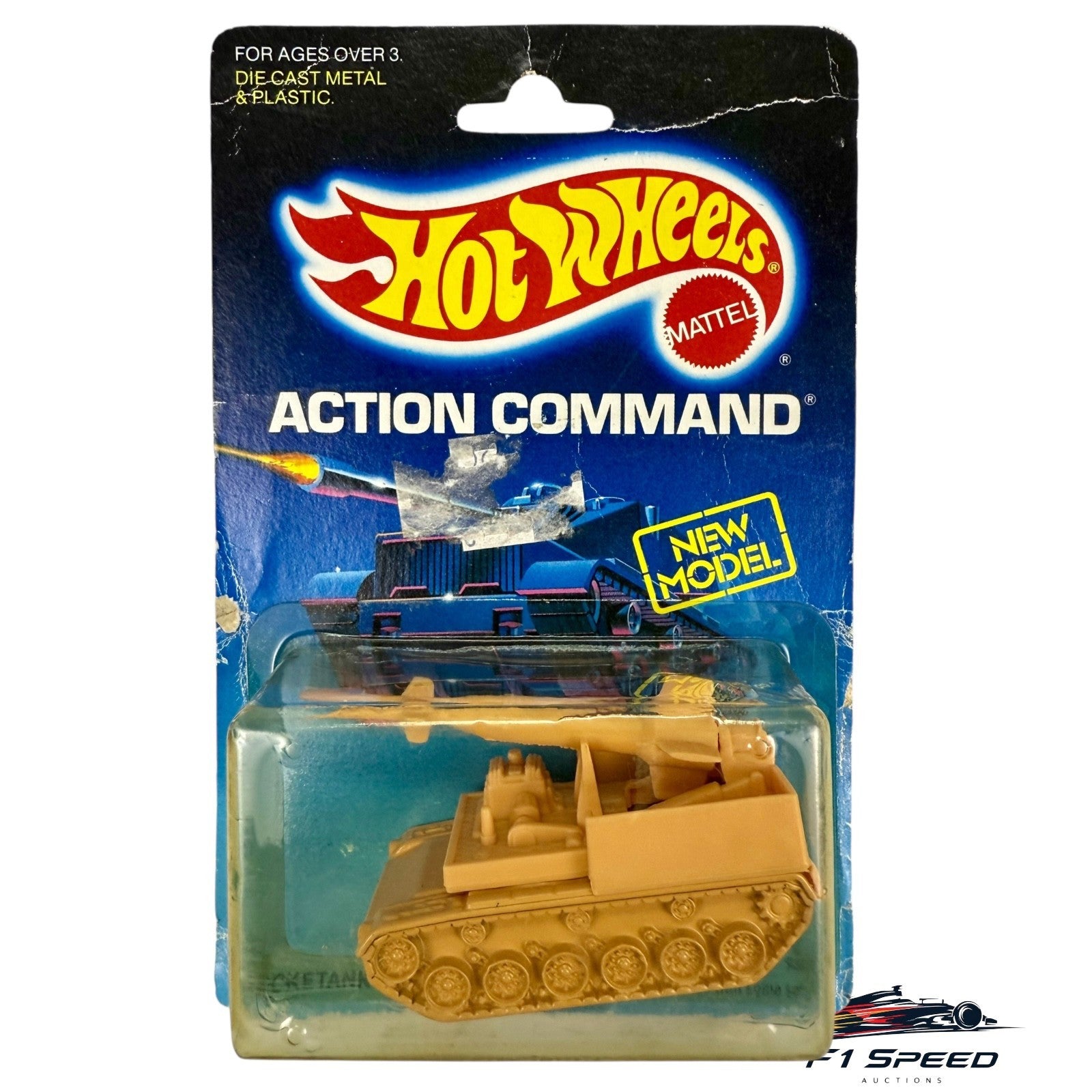 🚀🚀🚀Hot Wheels TAN #25 ROCKETANK Action Command H35🚀🚀🚀