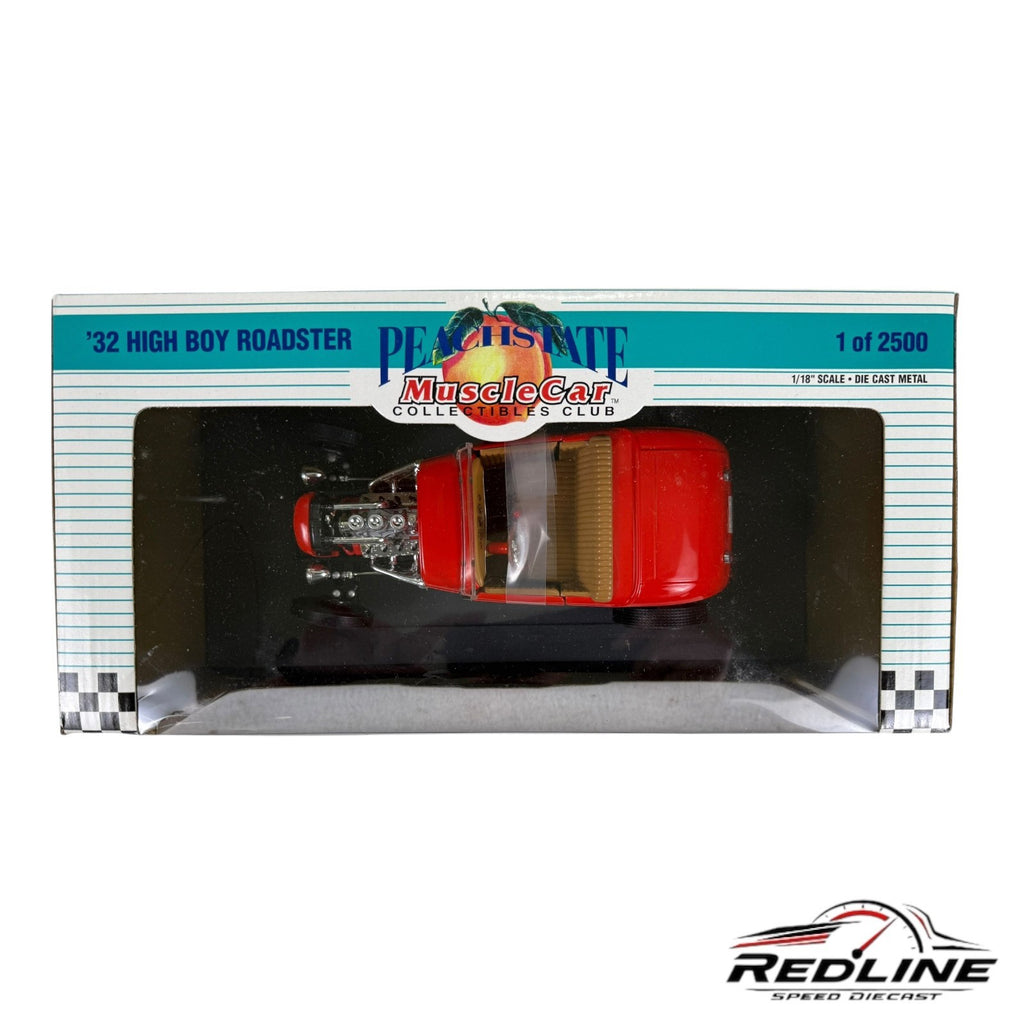 🏁Muscle Car Collectibles Club '32 High Boy Roadster Peach State Red 1:18 GE🏁