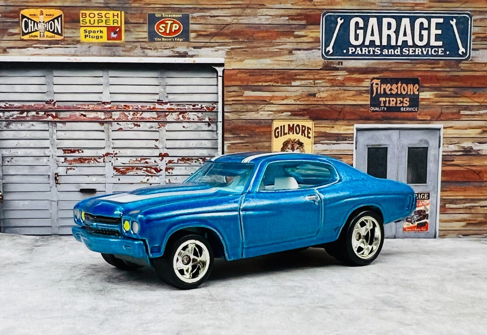 🇺🇸🇺🇸Hot Wheels Phil's Garage S '70 Chevrolet Chevelle SS Blue C23🇺🇸🇺🇸