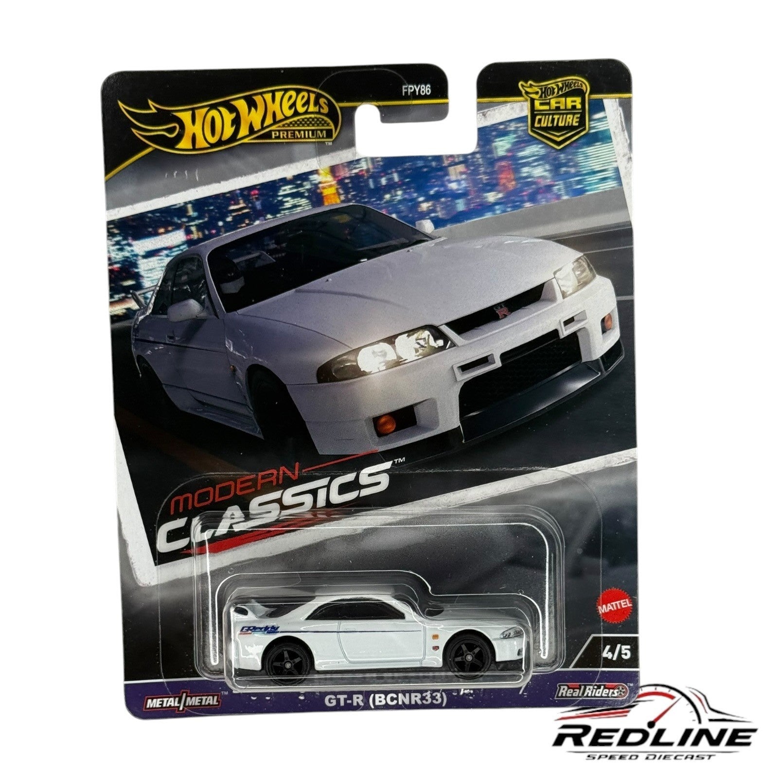 🎌Hot Wheels Premium Modern Classics Nissan Skyline GT-R BCNR33 White H17🎌