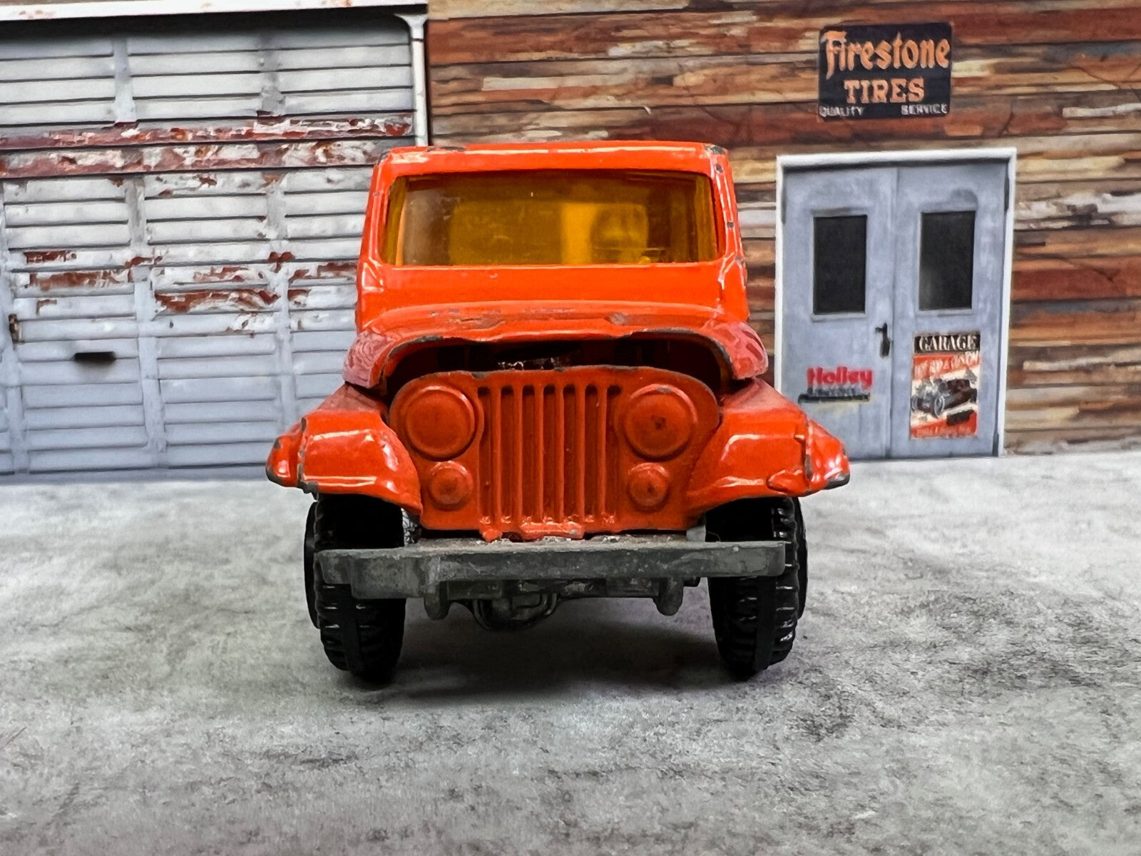 🔥🔥🔥Yatming #1603 Jeep CJ-7 Hard Top Orange w/Metal Base CJ7 C3🔥🔥🔥