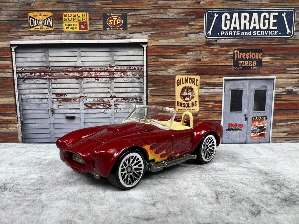 🔥🔥🔥Hot Wheels 1:64 1982 Shelby Cobra Convertible Red w/Flames C9🔥🔥🔥