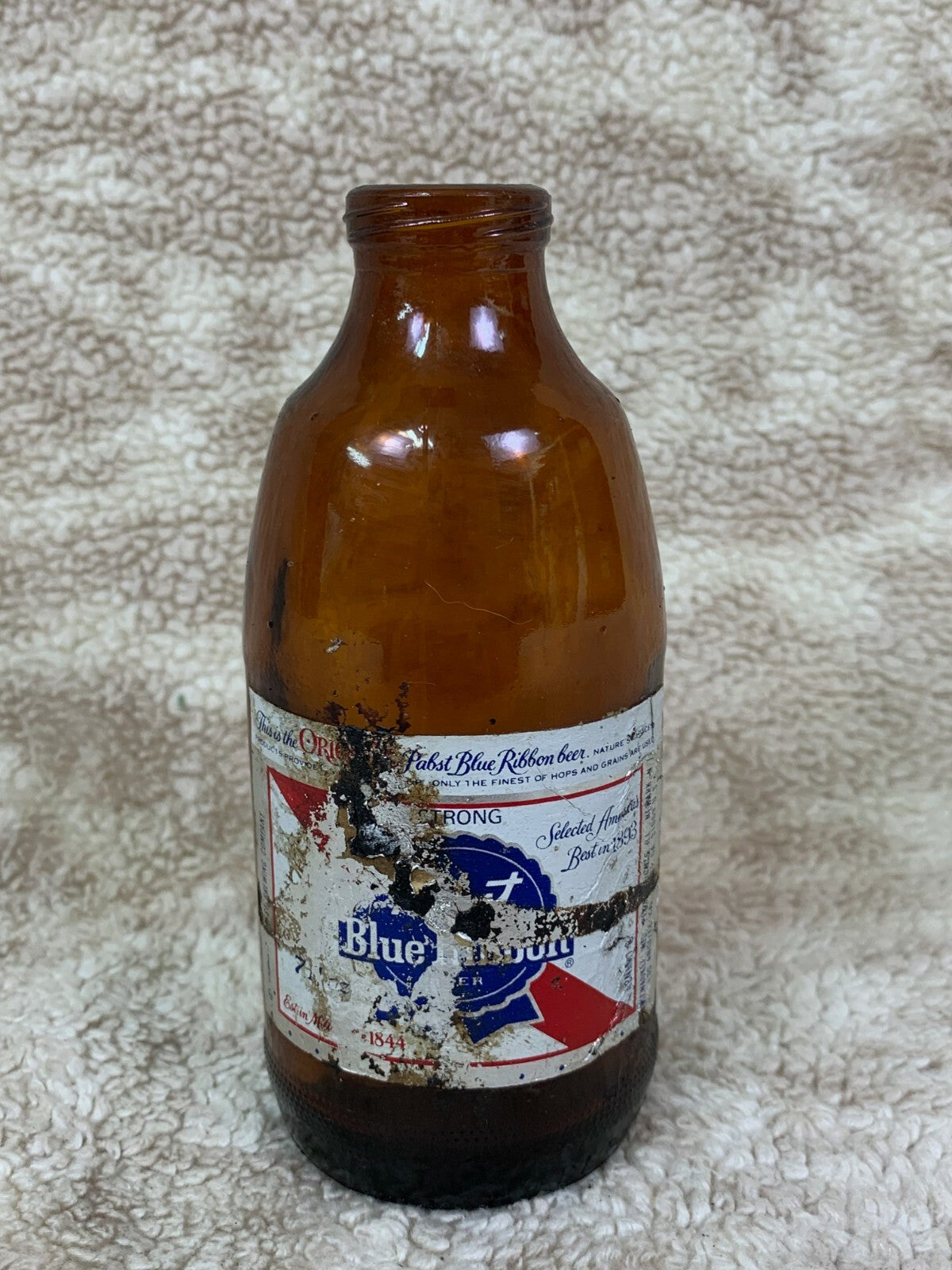 🍺🍺Vintage Pabst Blue Ribbon Stubby 12 Ounce Empty Vintage Beer Bottle BB02🍺🍺
