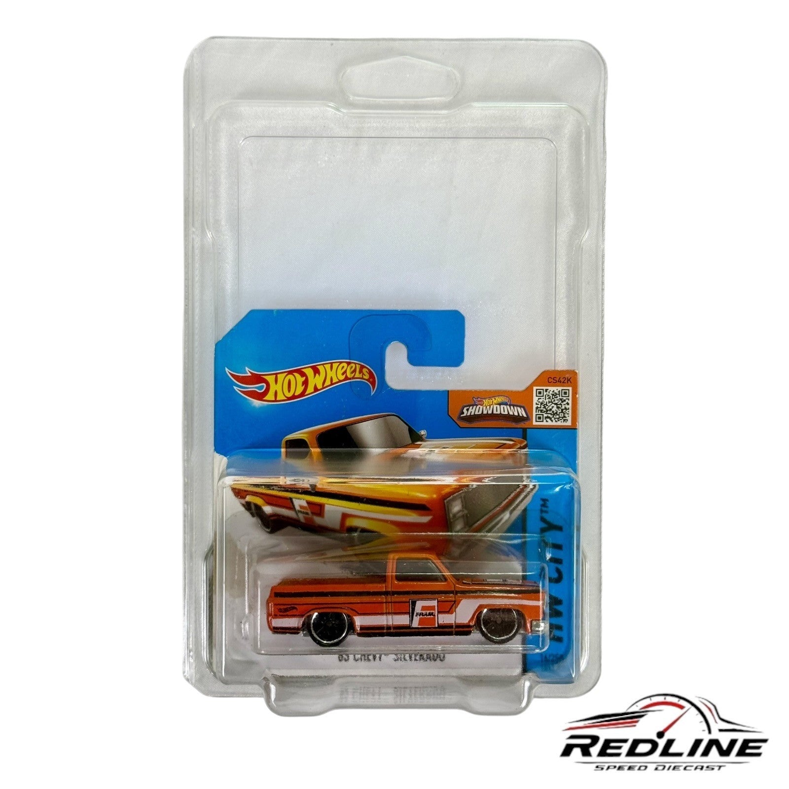 🔥🔥 Hot Wheels SHORT CARD ‘83 Chevy Silverado Orange FRAM H33🔥🔥