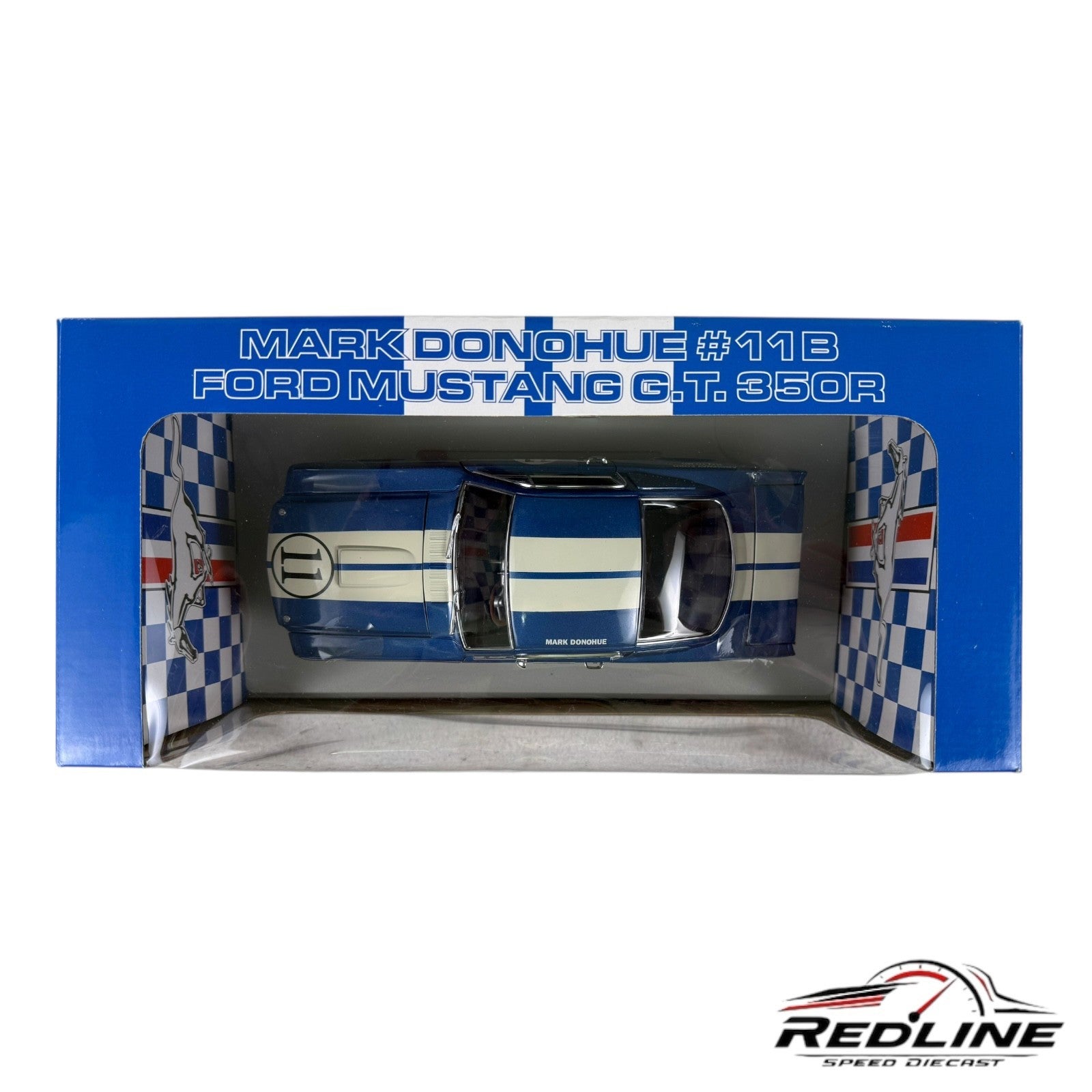 🇺🇸GMP Mark Donohue #11B Blue 1965 FORD MUSTANG G.T. 350R 1:18 GS🇺🇸