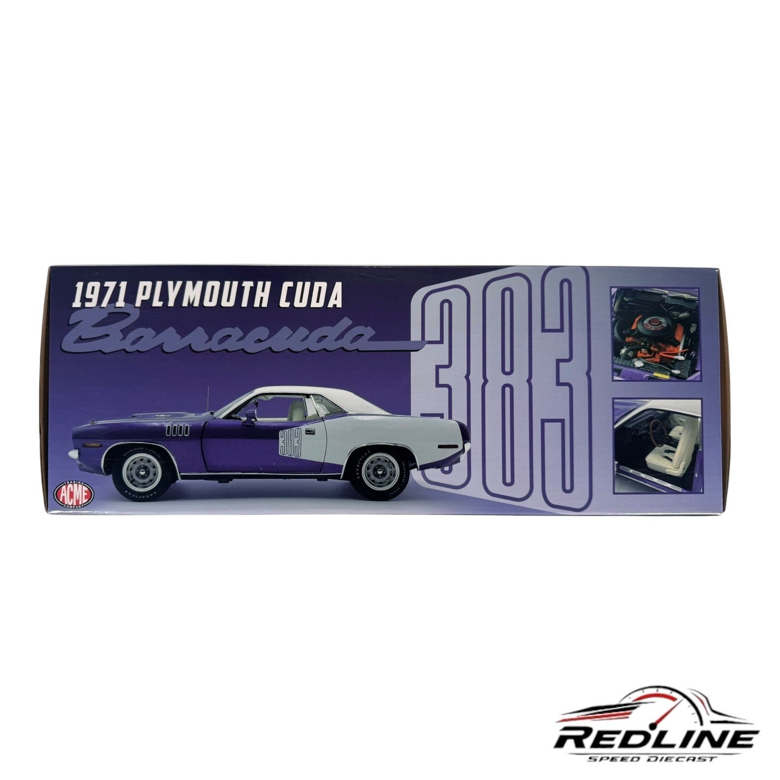 🦅🦅ACME 1971 Plymouth Barracuda 383 Purple White 1:18 C1`🦅🦅