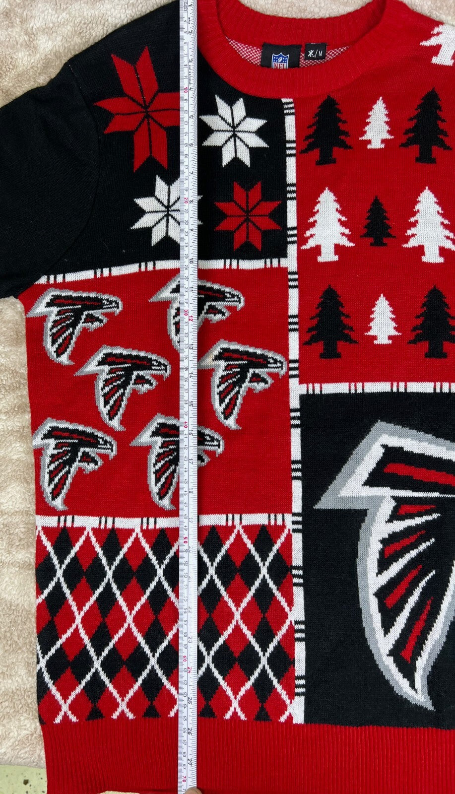 🏈Atlanta Falcons Nfl Team Apparel Mens Ugly Christmas Pullover Sweater Red M🏈