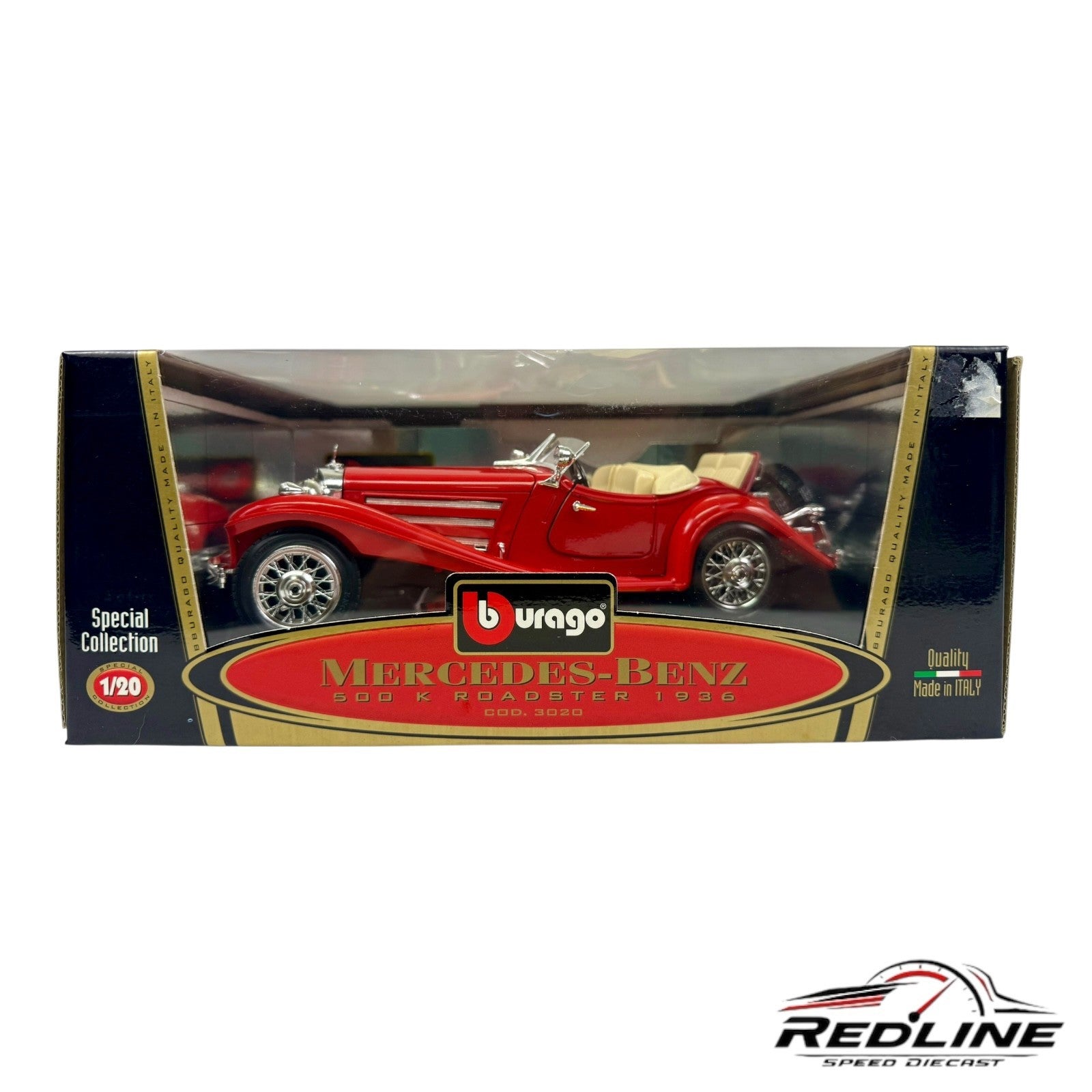 🇩🇪🇩🇪 Bburago Mercedes-Benz 500 K Roadster Red 1936 1:20🇩🇪🇩🇪