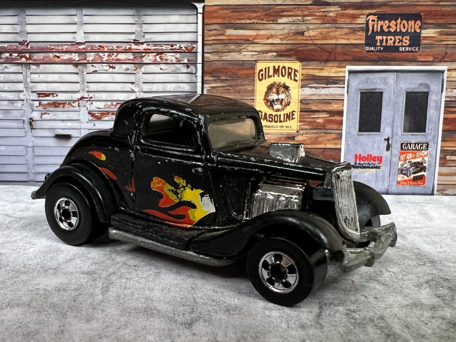 🔥🔥🔥Hotwheels Roadster BLACK w/Flames 1979 C16🔥🔥🔥