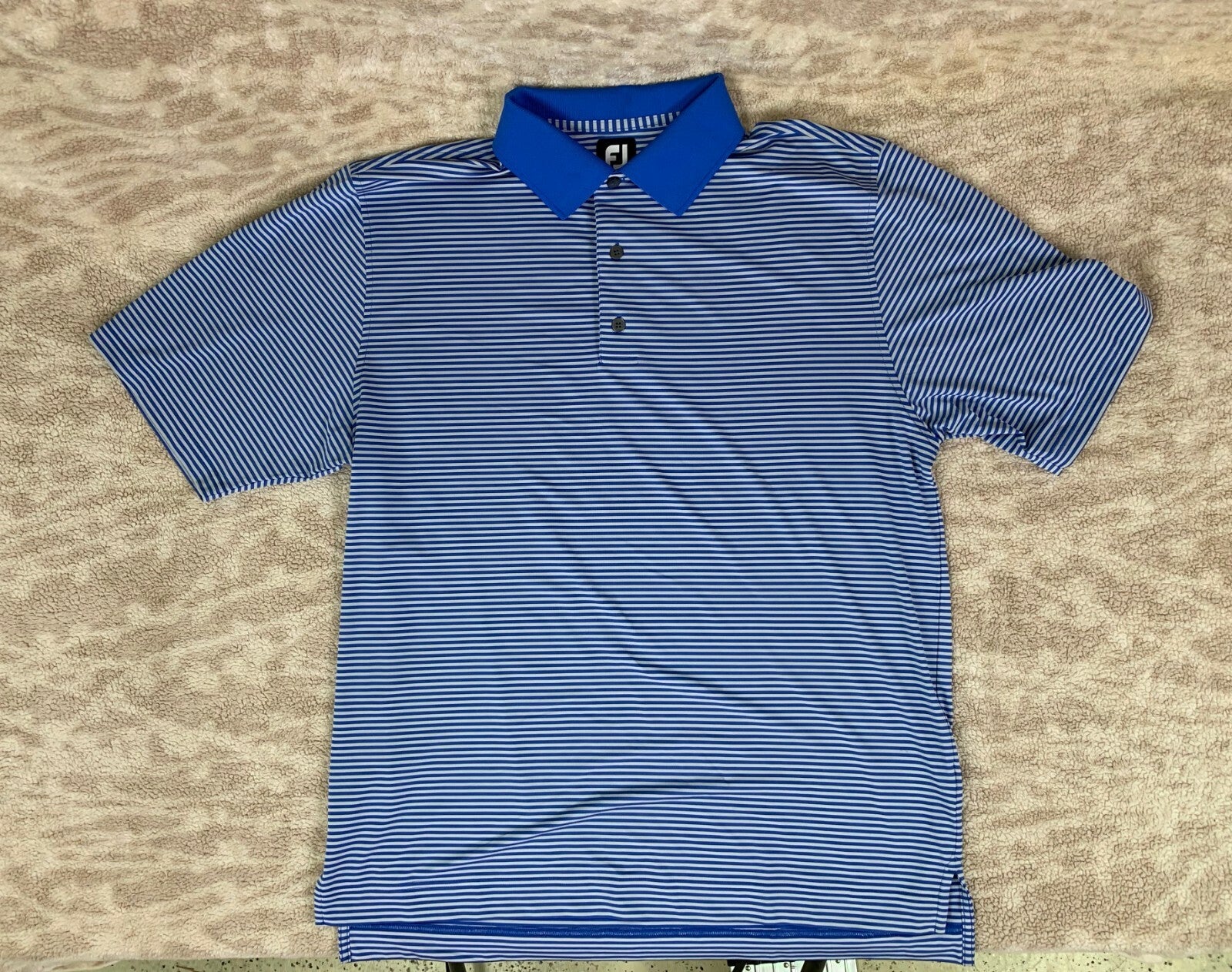 👕👕👕👕👕👕👕Mens FootJoy Polo White/Blue Stripes Size Large👕👕👕👕👕👕👕👕