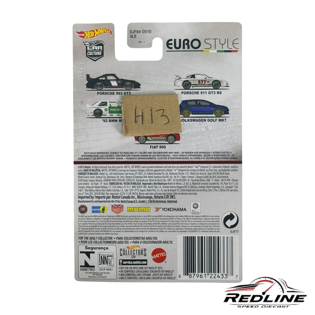 🇩🇪Hot Wheels  2016 Car Culture Euro Style 3/5 92 BMW M3 White Polizei  H13🇩🇪