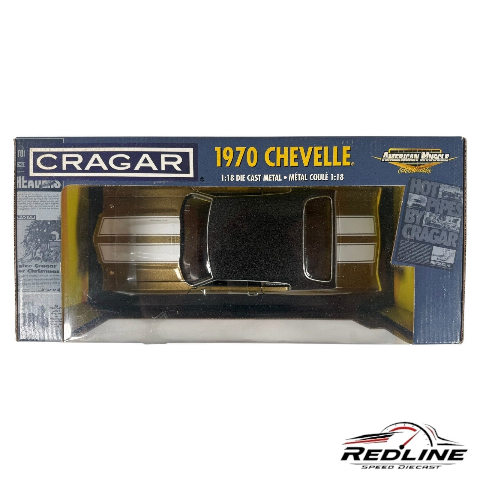 🇺🇸Ertl 1970 Chevelle SS454 Cragar Gold With Black Top 1:18 C3🇺🇸