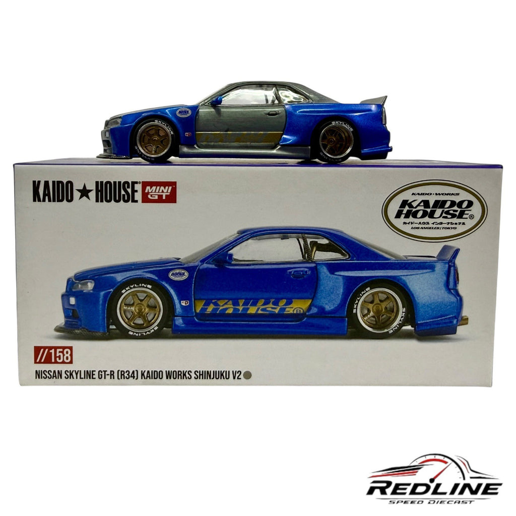 🎌Kaido House Nissan Skyline GT-R R34 Works Shinjuku V2 Blue #158 CHASE H36🎌