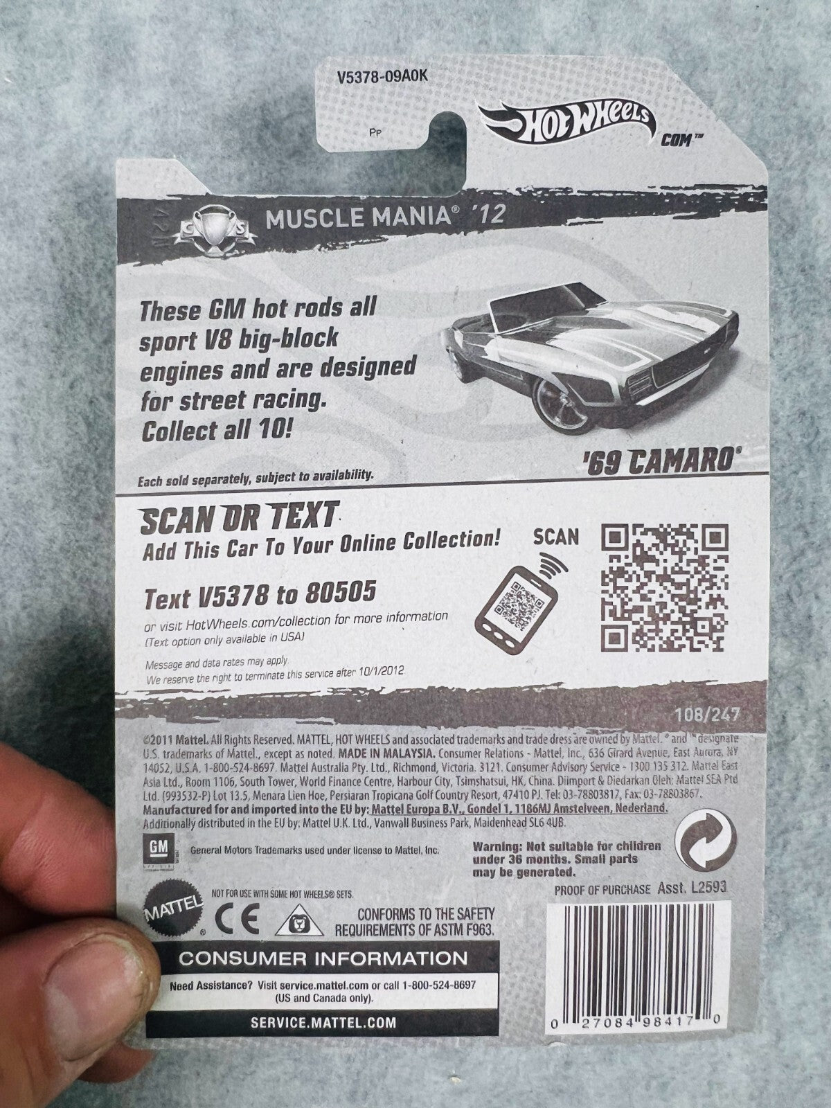 🇺🇸Hot Wheels SUPER Treasure Hunt '69 CHEVY CAMARO FACTORY SEALED H31🇺🇸