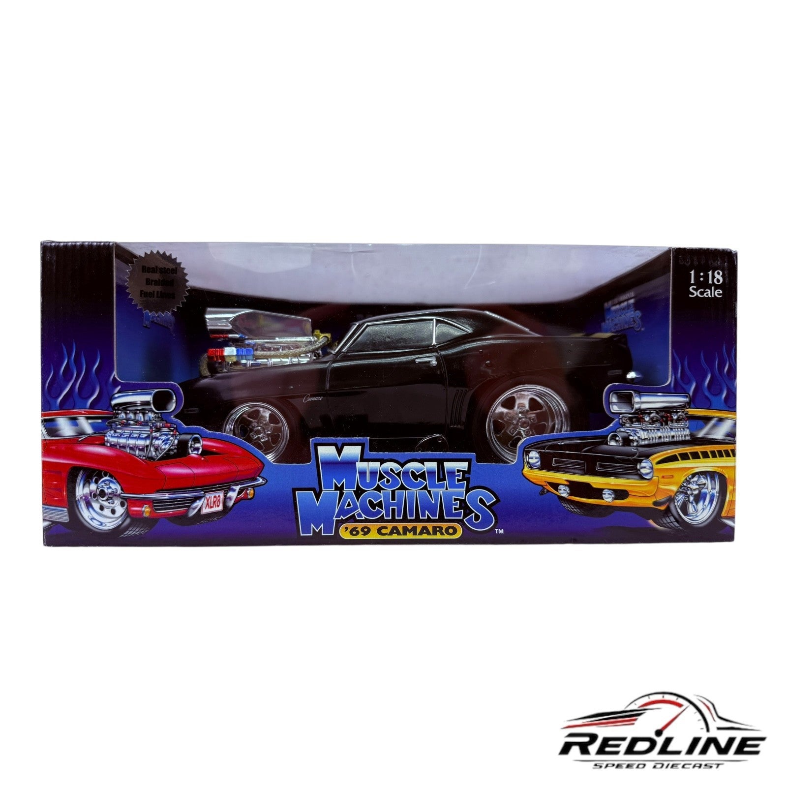 🇺🇸🇺🇸Funline Muscle Machines 1969 Chevrolet Camaro Black 1:18 TV🇺🇸🇺🇸