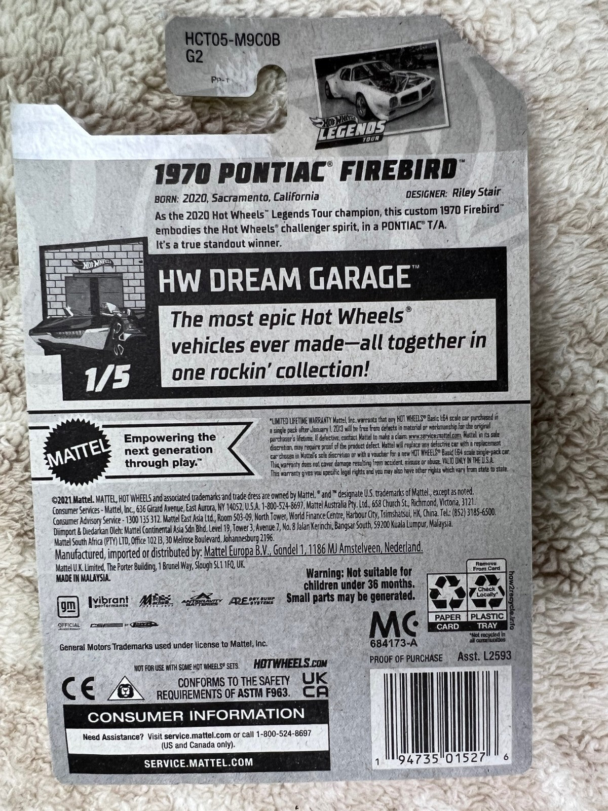 🔥🔥Hot Wheels Legends Tour Winner HW Dream Garage 1970 Pontiac Firebird HW18🔥