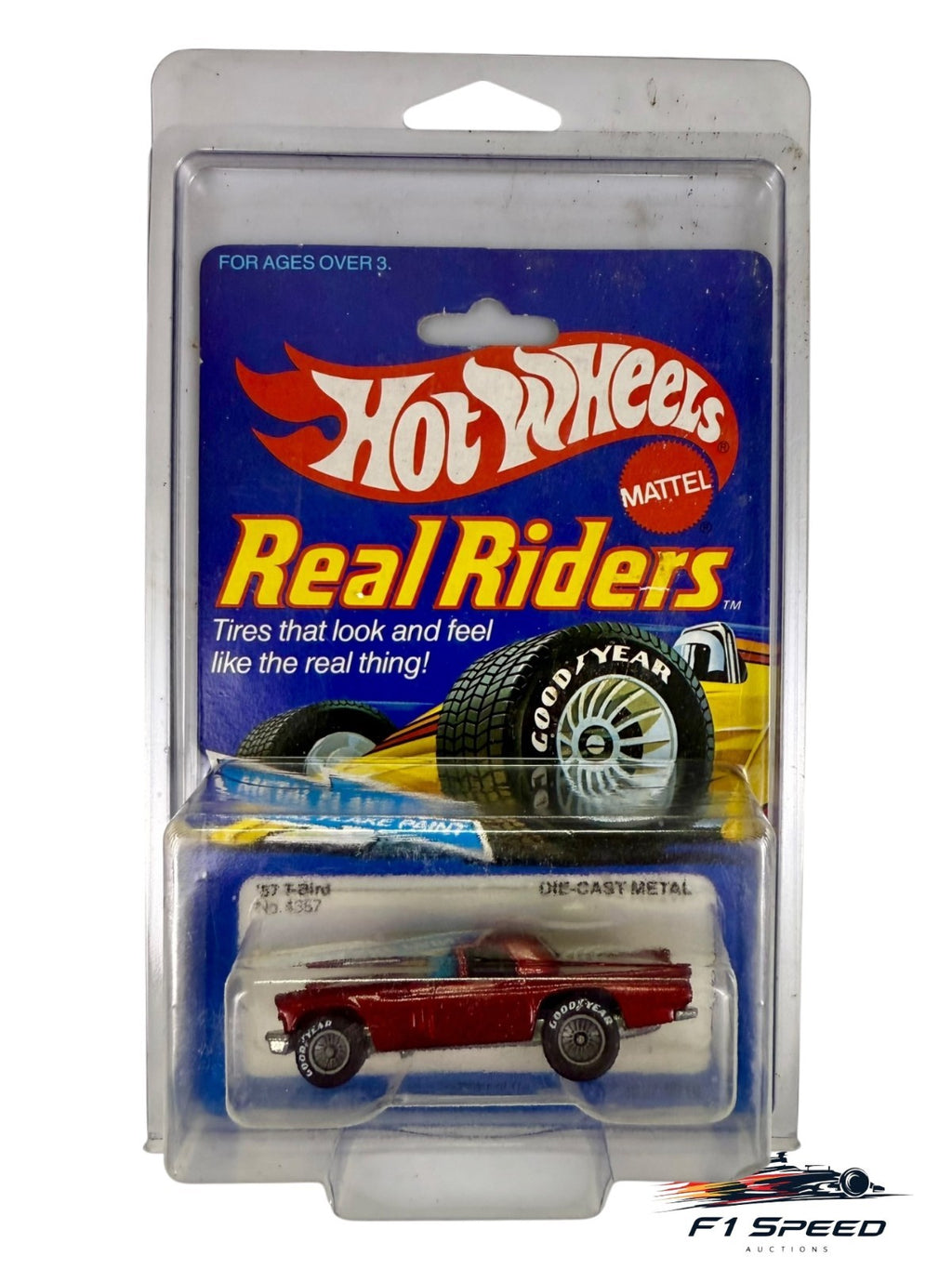 🔥🔥Hot Wheels Real Riders '57 T-Bird Ford Thunderbird Red/Gray Hubs H35🔥🔥
