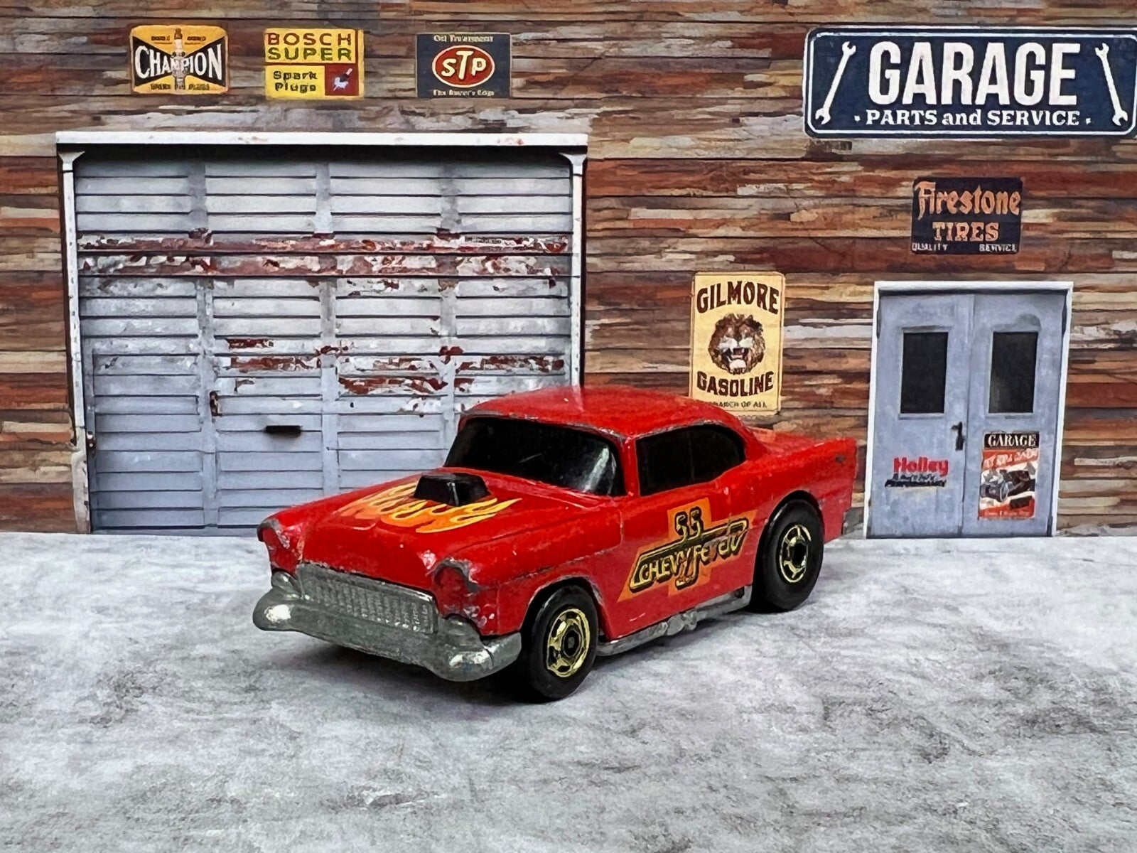 🔥Vintage Hot Wheels Hot Ones ‘55 Chevy Fever 1982 Hong Kong Red W/ Flames C3🔥