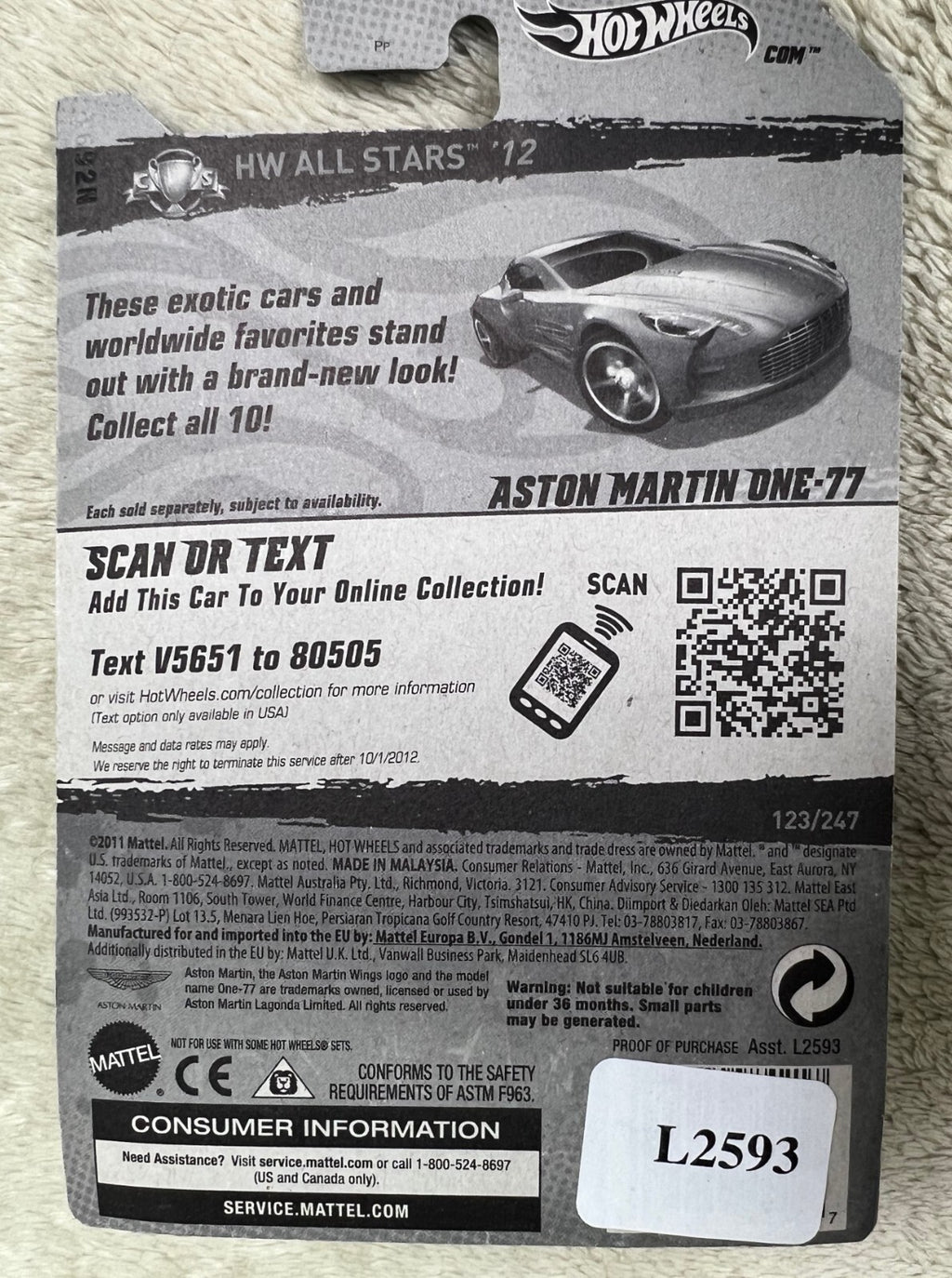 🇬🇧🇬🇧Hot Wheels Aston Martin One-77 HW All Stars '12  Silver/Zamac HW12🇬🇧