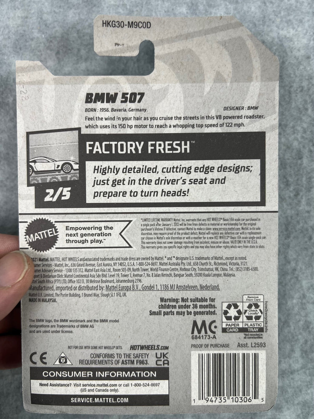 🇩🇪🇩🇪🇩🇪Hot Wheels BMW 507 White Factory Fresh H27🇩🇪🇩🇪🇩🇪