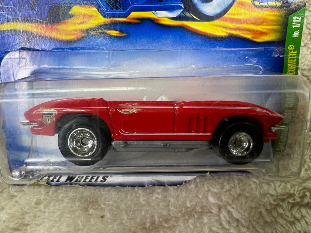 🔥🔥Hot Wheels Treasure Hunt Series 1/12 '65 Corvette Red DAMAGE CARD HW18🔥🔥