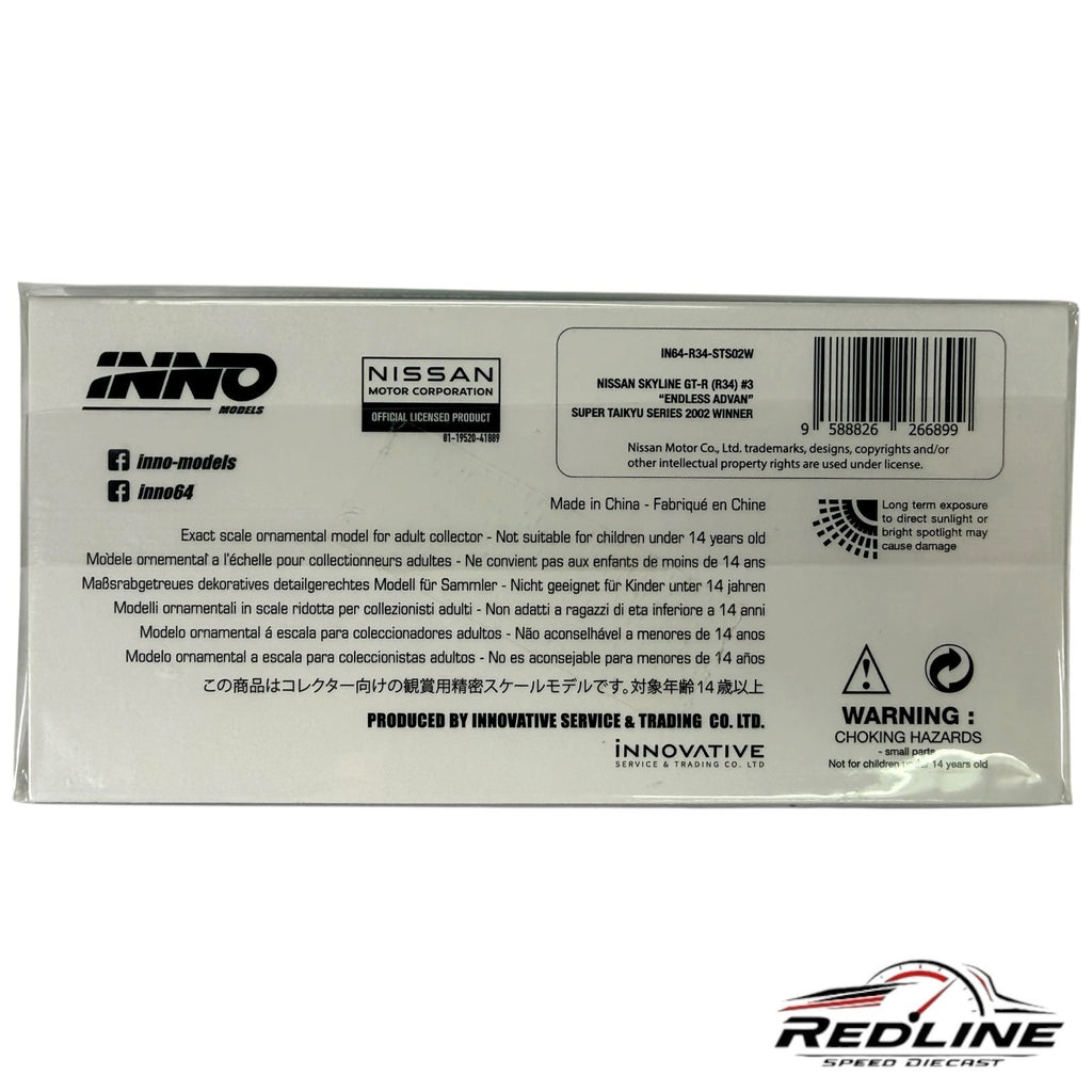 INNO64 Nissan Skyline GT-R R34)#3 Endless Advan Super Taikyu Series 2002 Winner