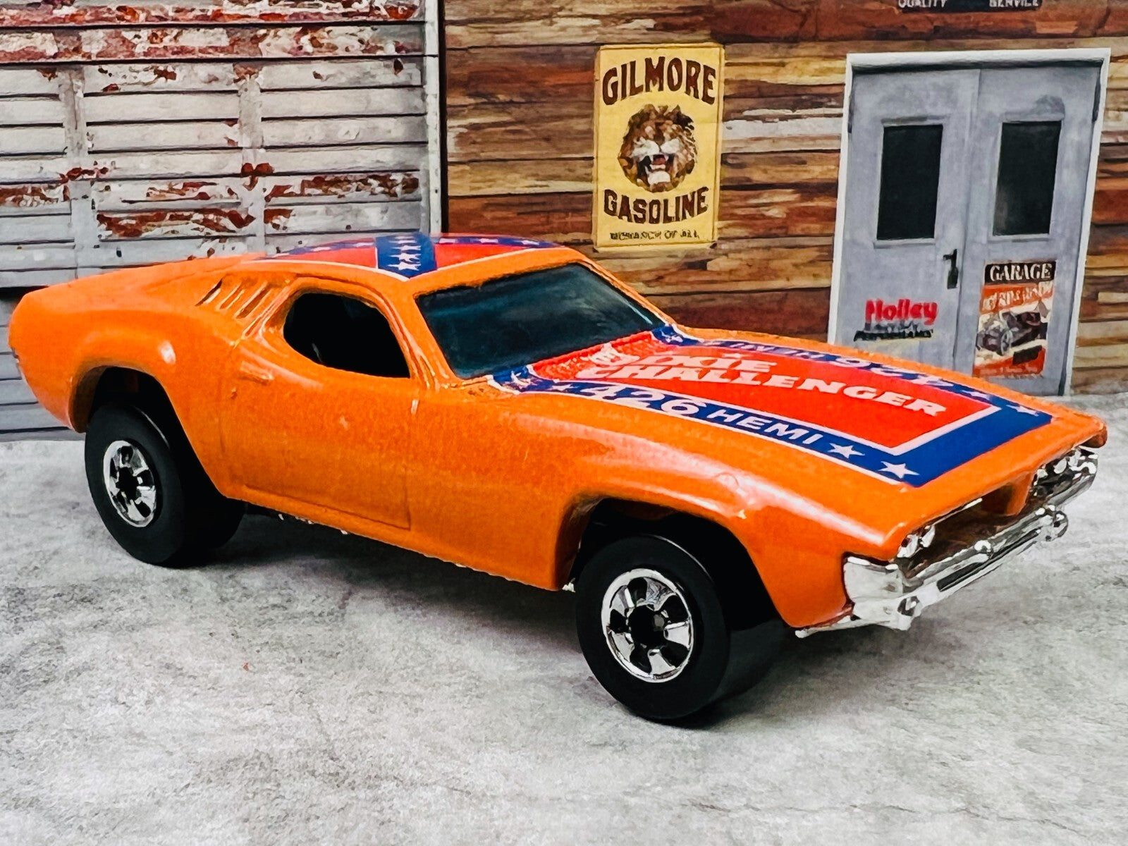 🇺🇸Hot Wheels Dodge Dixie Challenger Orange Blackwall 1970Hong Kong C8🇺🇸