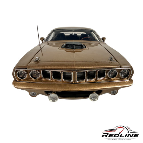 ACME 1971 Plymouth HEMI Cuda Super Track Pack Gold Diecast Car 1:18