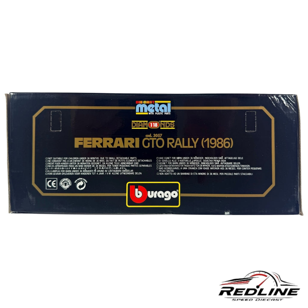 Bburago Diamonds 1:18 Ferrari GTO Rally 1986 Red
