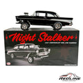 Redline Speed Diecast 1:18 scale Night Stalker 1957 Chevrolet Bel Air Gasser model car in glossy black with chrome.