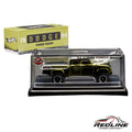 Redline Speed Diecast 1964 Dodge Power Wagon in olive green, displayed in a protective acrylic case with original box.