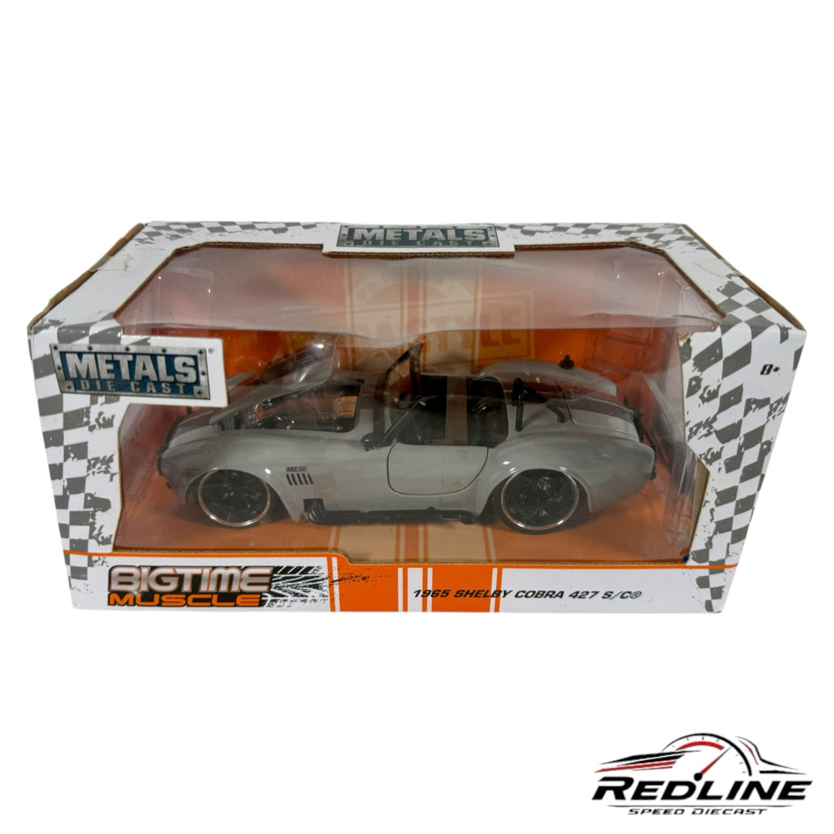Redline Speed Diecast 1965 Shelby Cobra 427 S/C grey metal model car in original Bigtime Muscle display box