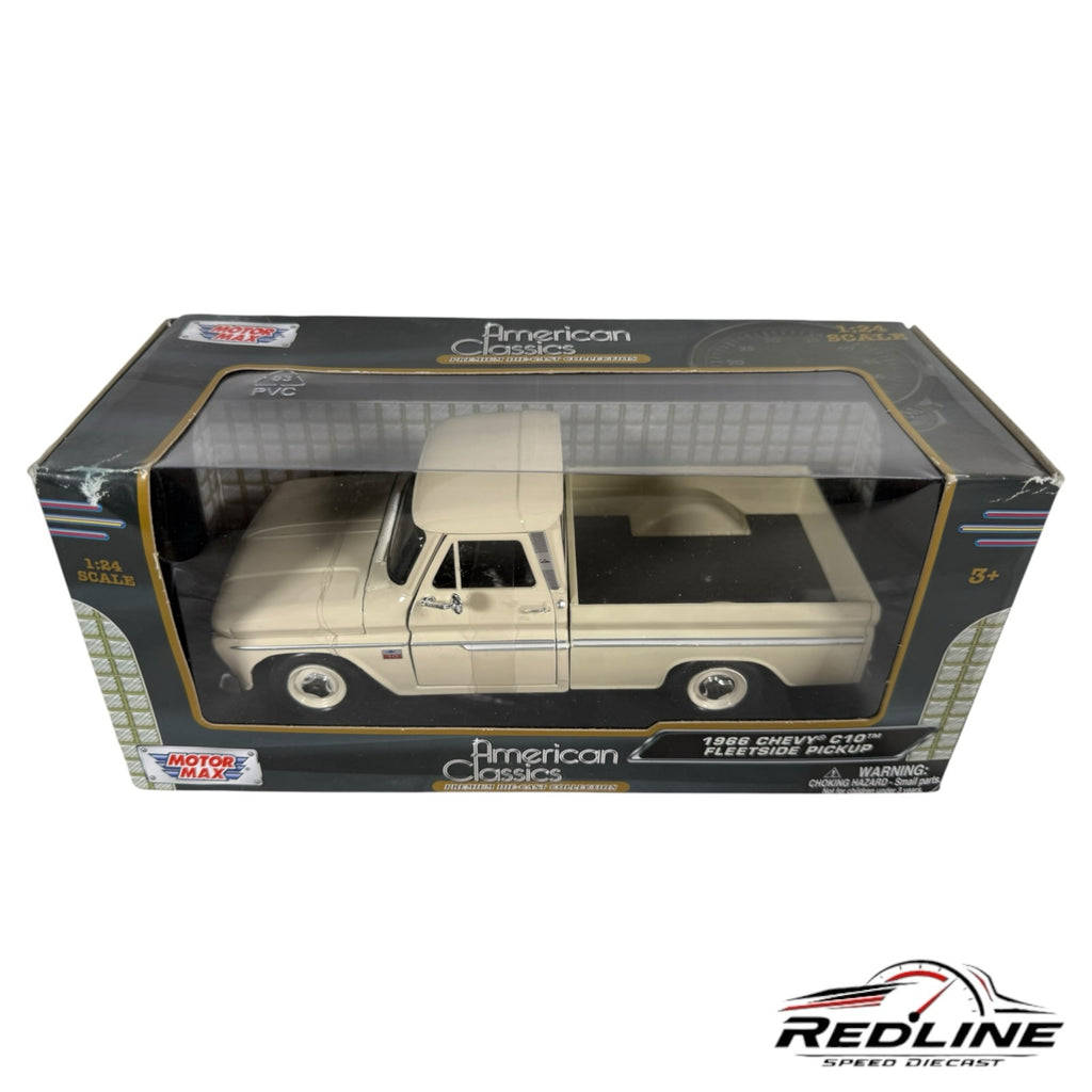 Redline Speed Diecast 1:24 scale cream 1966 Chevy C10 Fleetside pickup truck model in original display box