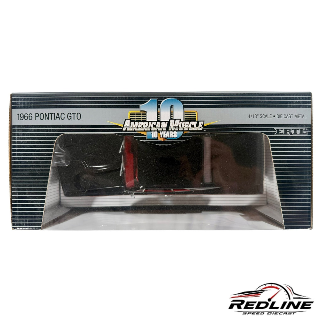 Redline Speed Diecast 1966 Pontiac GTO 10th Anniversary Edition model car in original black and white display box