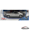 Redline Speed Diecast 1:18 scale metallic silver 1968 Chevrolet Camaro Z/28 model car in original display packaging.