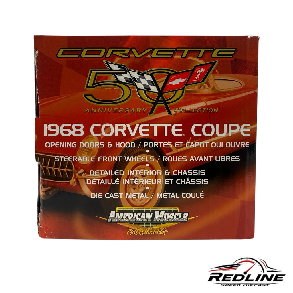 Redline Speed Diecast 1968 Corvette Coupe 50th Anniversary Collection box featuring American Muscle branding