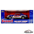 Redline Speed Diecast 1:18 scale 1969 Chevy Camaro model in blue with Summit Racing Equipment racing livery in box