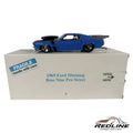 Redline Speed Diecast 1969 Ford Mustang Boss Nine Pro Street model car in blue with black hood on white display box