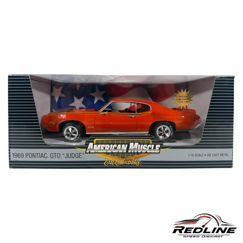 Redline Speed Diecast 1:18 scale 1969 Pontiac GTO Judge model car in orange inside its original display box