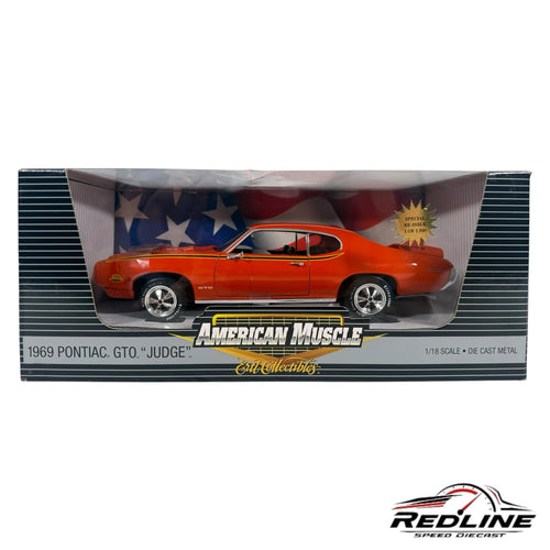 Redline Speed Diecast 1:18 scale 1969 Pontiac GTO Judge model car in orange inside its original display box