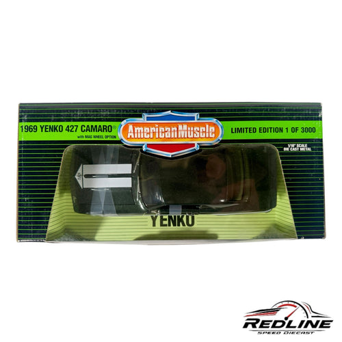Redline Speed Diecast 1:18 scale 1969 Yenko 427 Camaro model car in original green display box with white stripes