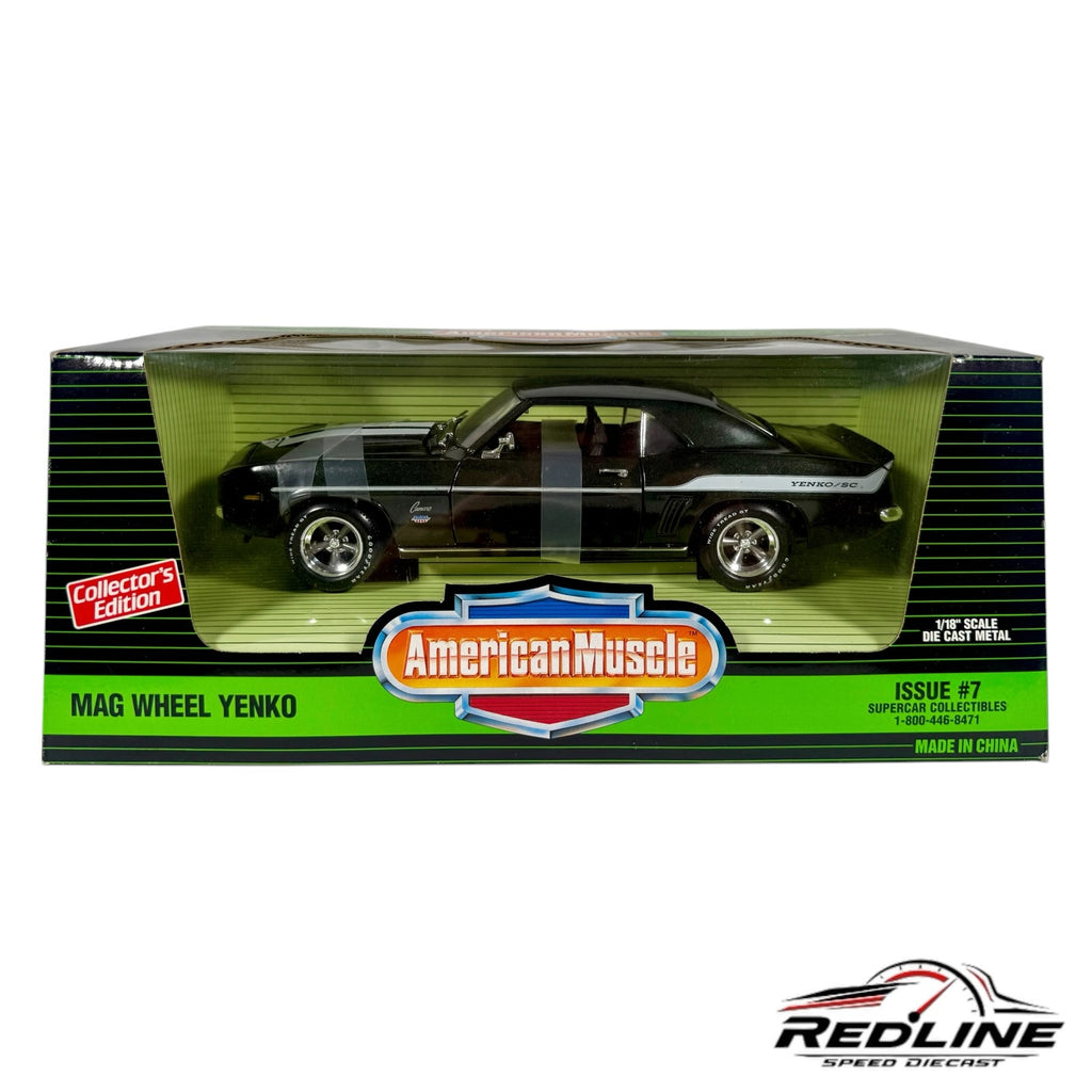 Redline Speed Diecast 1:18 scale 1969 Yenko 427 Camaro model car in black with mag wheels in original display box
